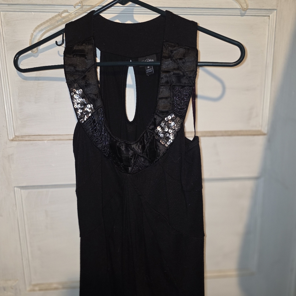 Black Sleeveless Top with Sequin Detail